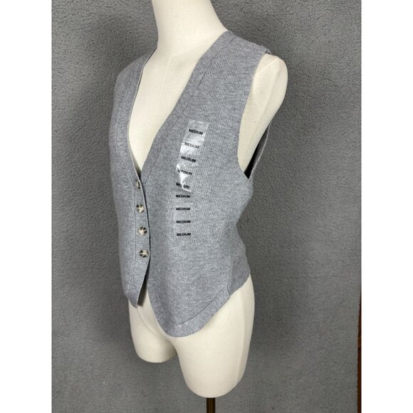 Ultra Flirt Juniors' V-Neck Button-Front Sweater Vest Size Medium Gray NWT's - Picture 4 of 8